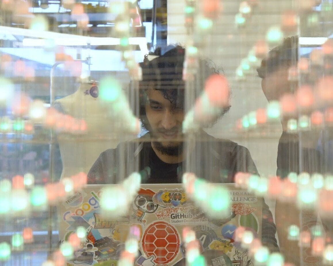 Student working on a computer