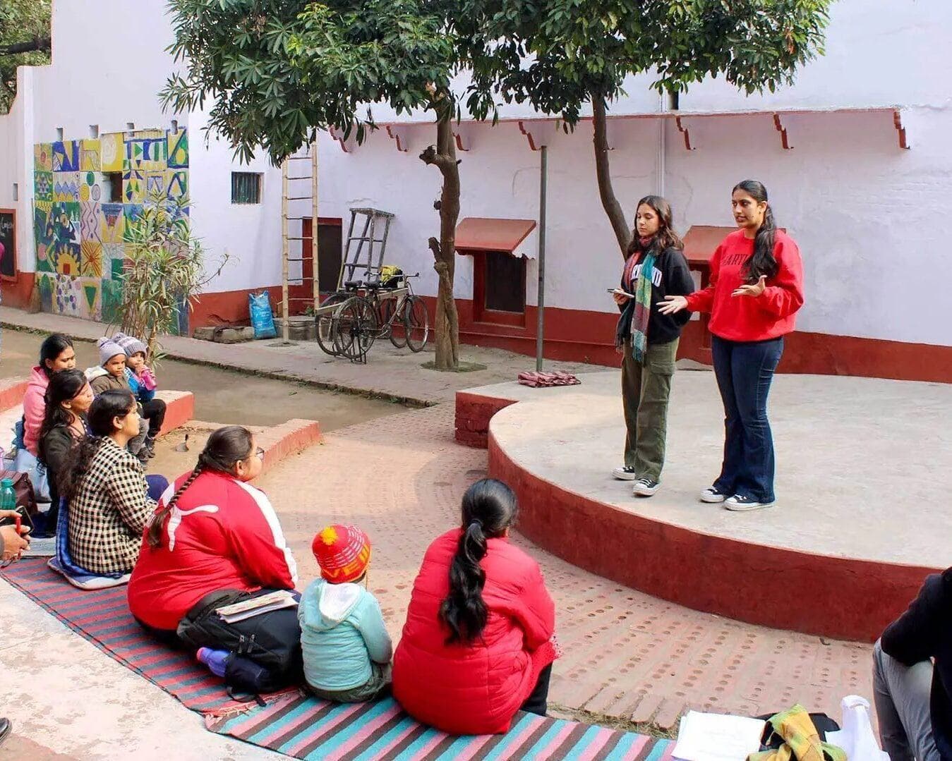 Students engaging with community members