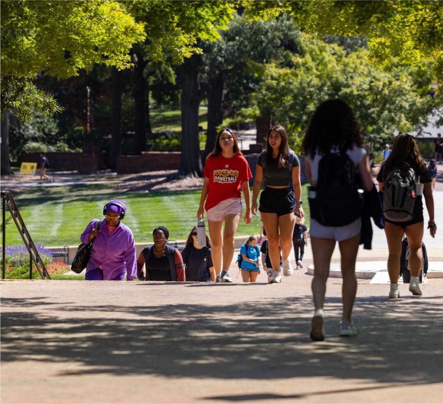 Students walking around campus