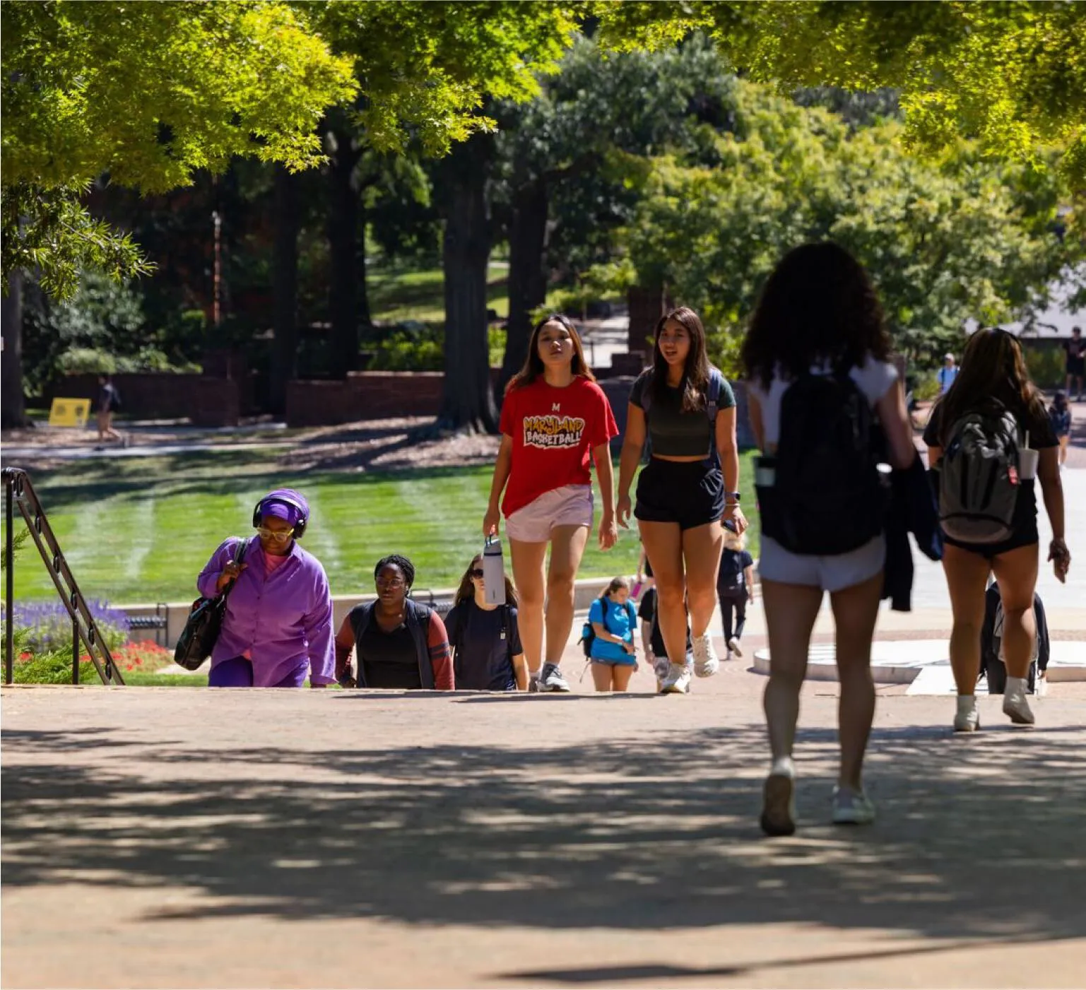 Students walking around campus