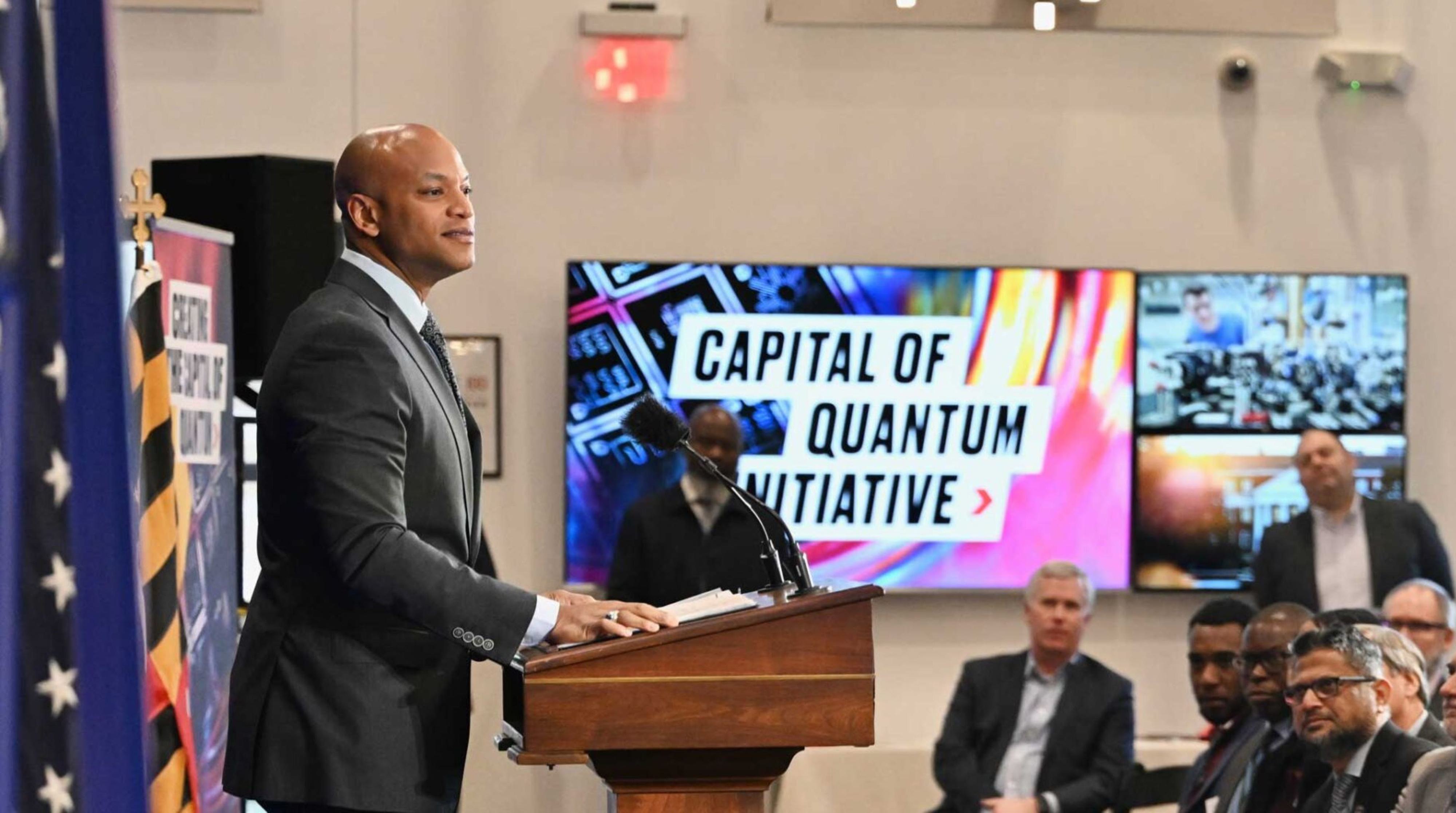 Capital of Quantum launch event with Maryland Governor Wes Moore at the podium
